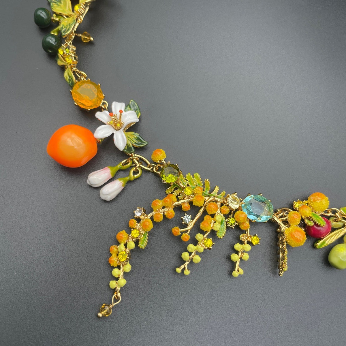 Handmade Enamel Fruity Orange Sweet Orange Lavender Necklace