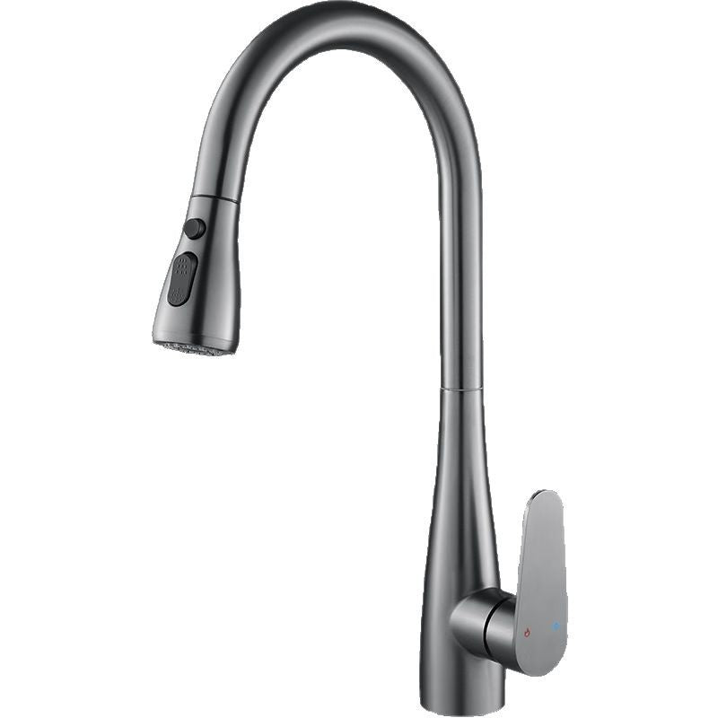 Kitchen Sink Faucet with Pull-Out Sprayer, Extendable Hot & Cold Mixer Tap, 360° Swivel