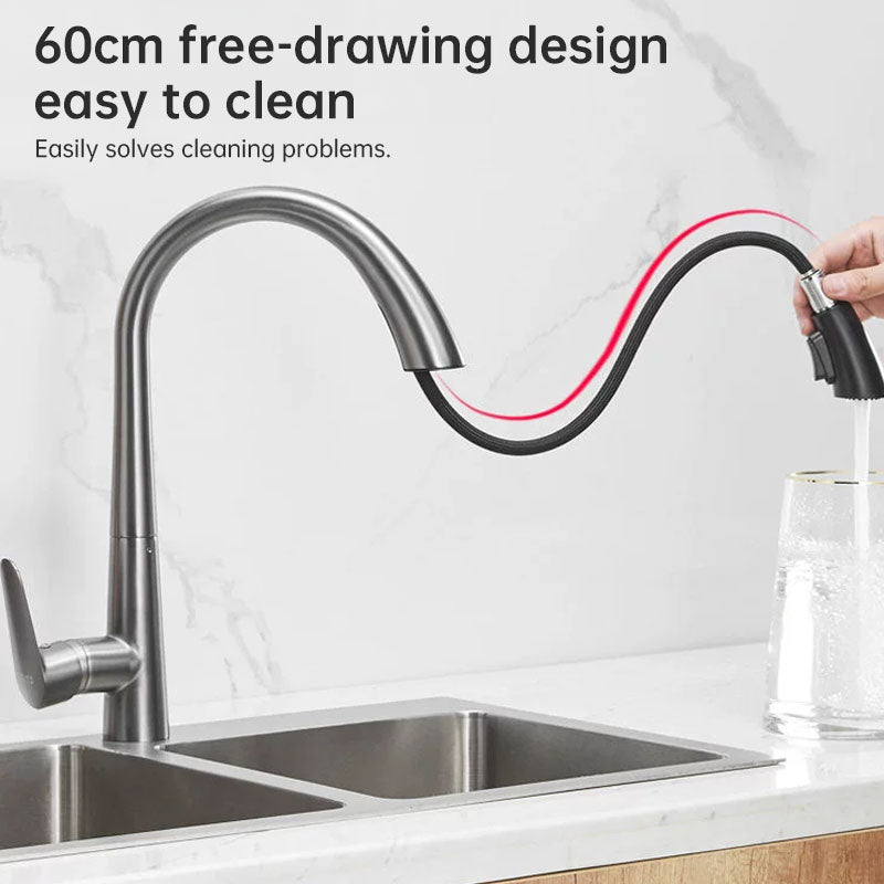 Évier Cuisine Inox 304 Doré – Robinet Mitigeur Rétractable
