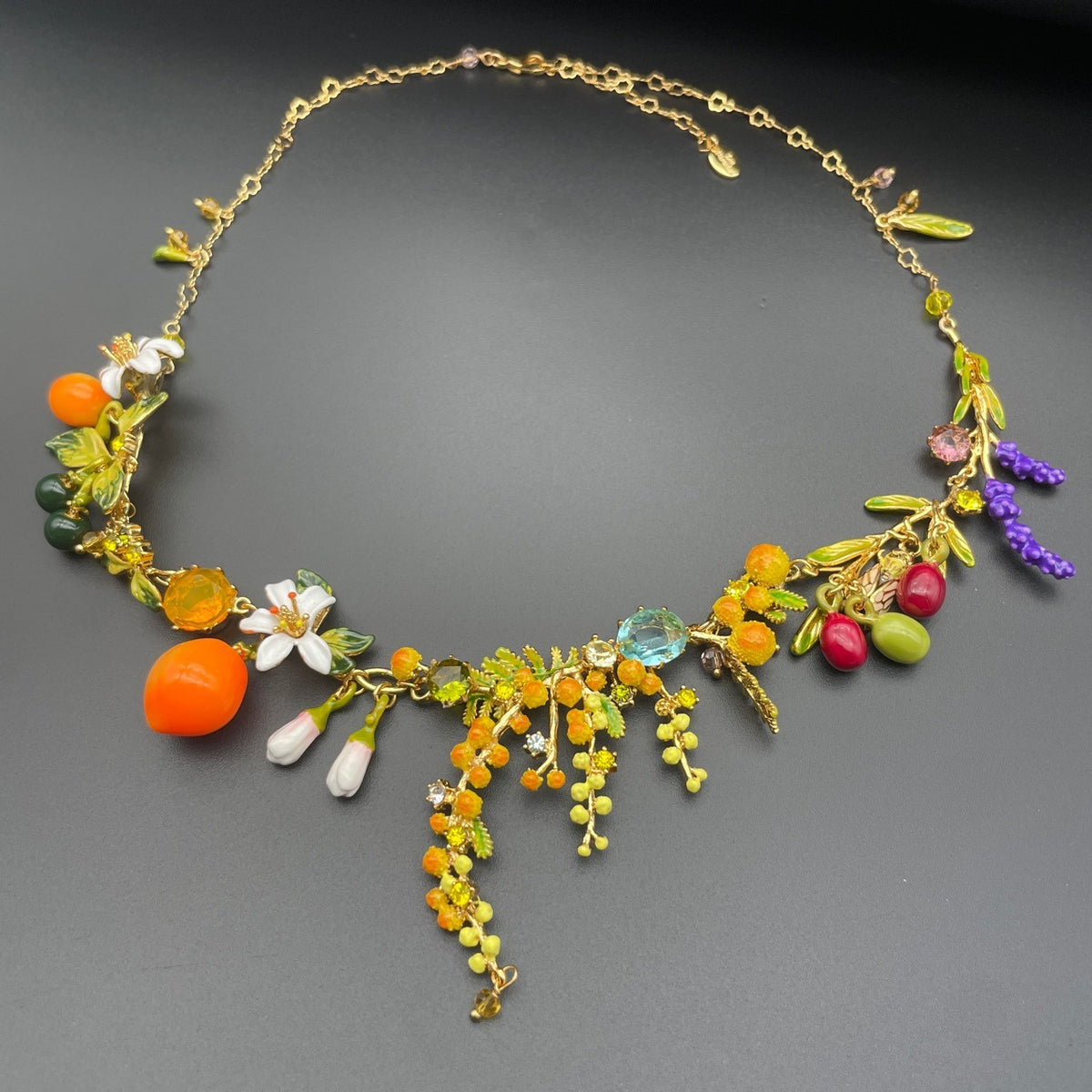 Handmade Enamel Fruity Orange Sweet Orange Lavender Necklace