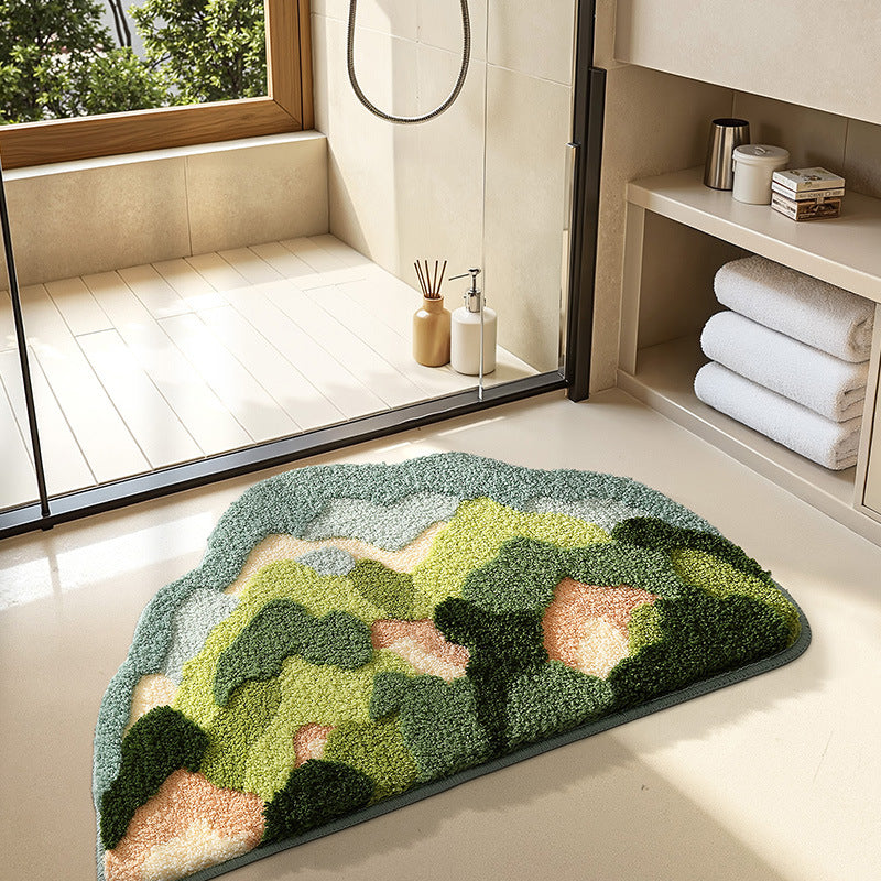 Bathroom non slip floor mat with unique and creative flocking foot pad home bathtub mat