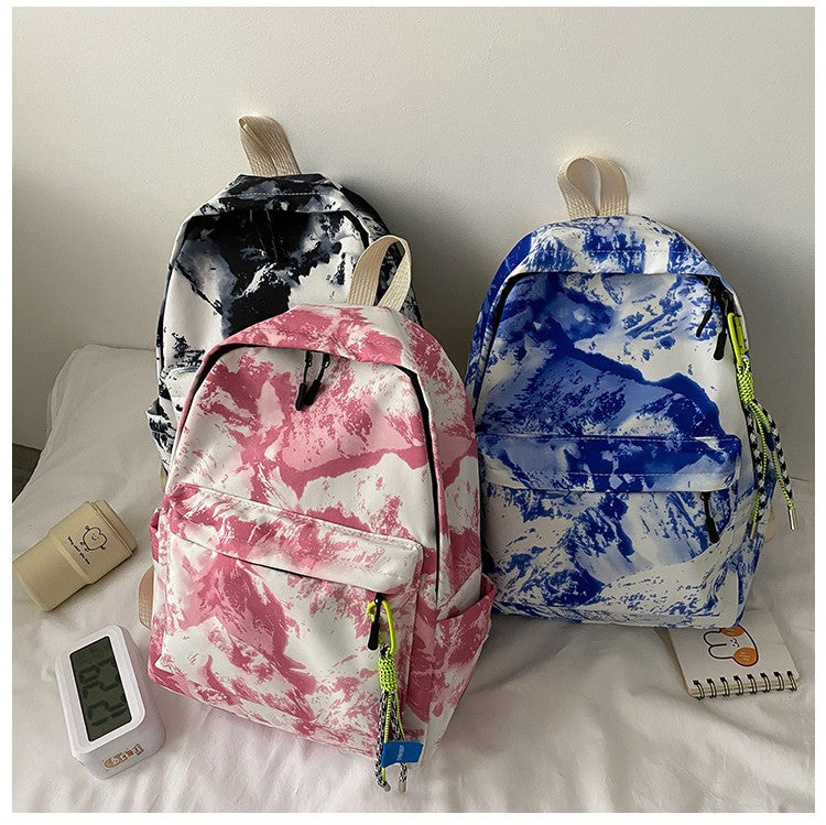 Student Schoolbag Women's Bag New Trendy Fashion Casual Backpack Western Style Simple Oil Painting Bag Travel Small Backpack