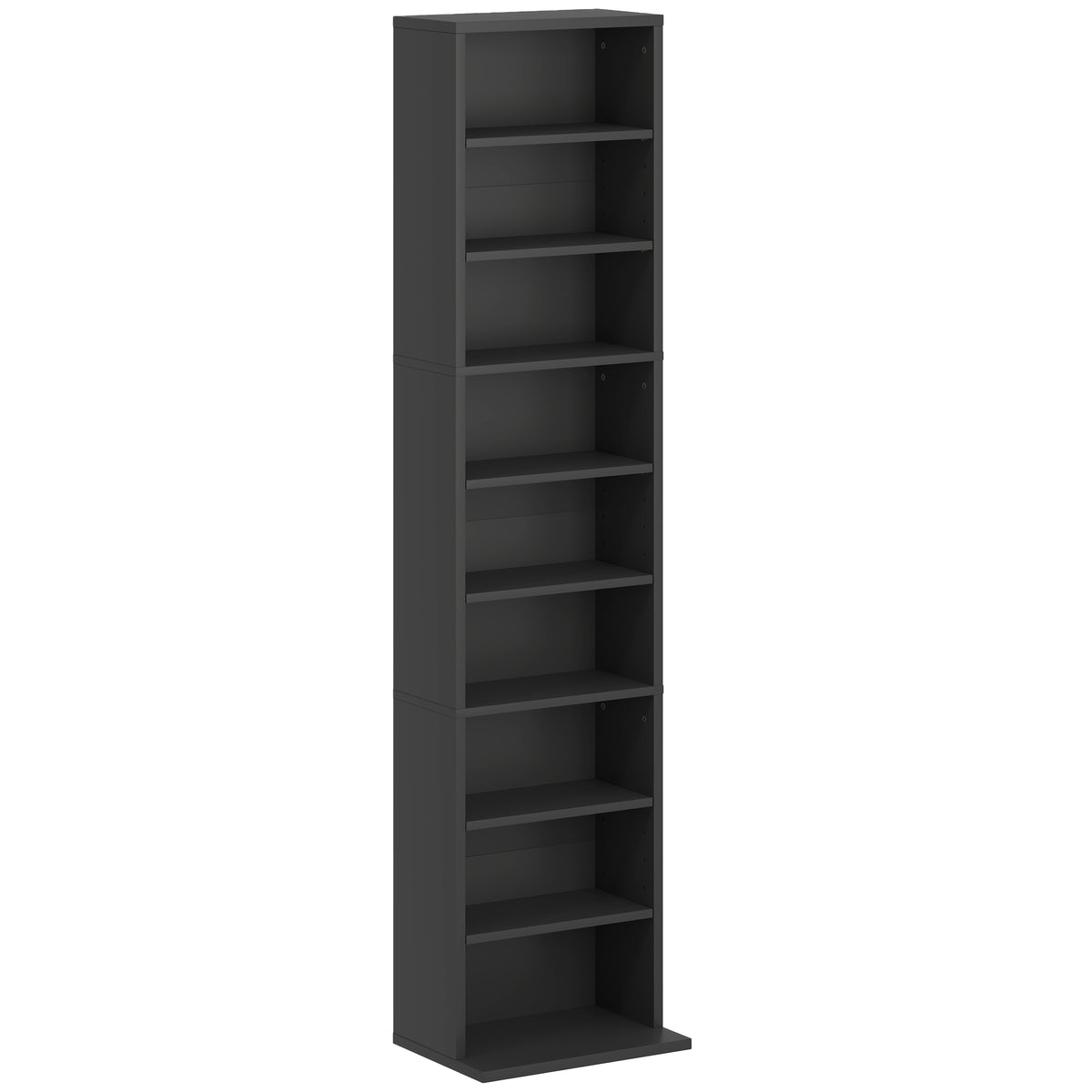 Rangements pour CD et DVD 9 compartiments et 6 étagères réglables capacité max. 260 CD/120 DVD 33 x 24 x 140 cm noir