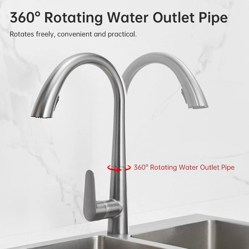 Évier Cuisine Inox 304 Doré – Robinet Mitigeur Rétractable