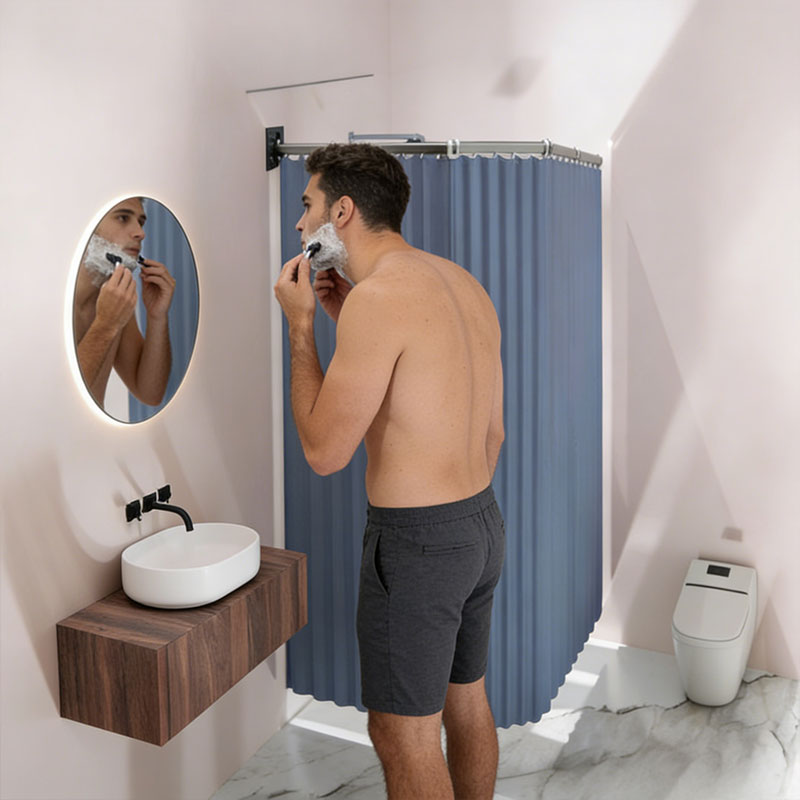 Rideau de Douche Pliable Imperméable – Séparation Sec/Humide