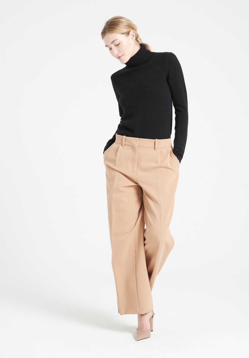 Pull col roulé femme en cachemire 4 fils noir - LILLY 19
