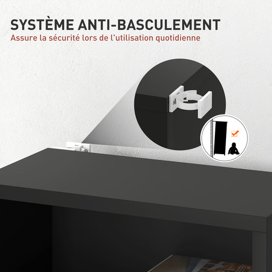 Rangements pour CD et DVD 9 compartiments et 6 étagères réglables capacité max. 260 CD/120 DVD 33 x 24 x 140 cm noir