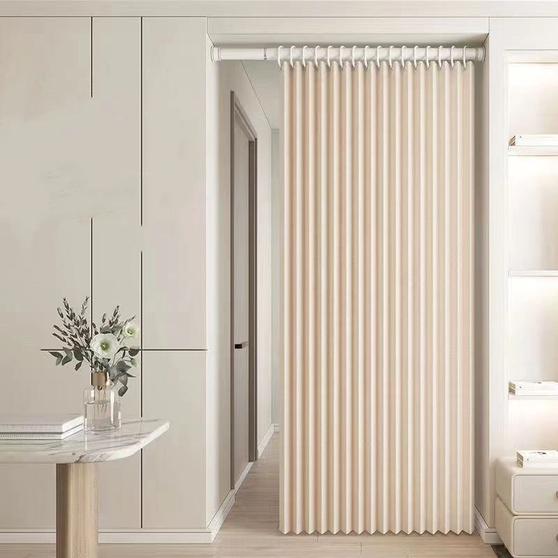 Folding door curtain without punching bathroom windproof invisible windproof thickened