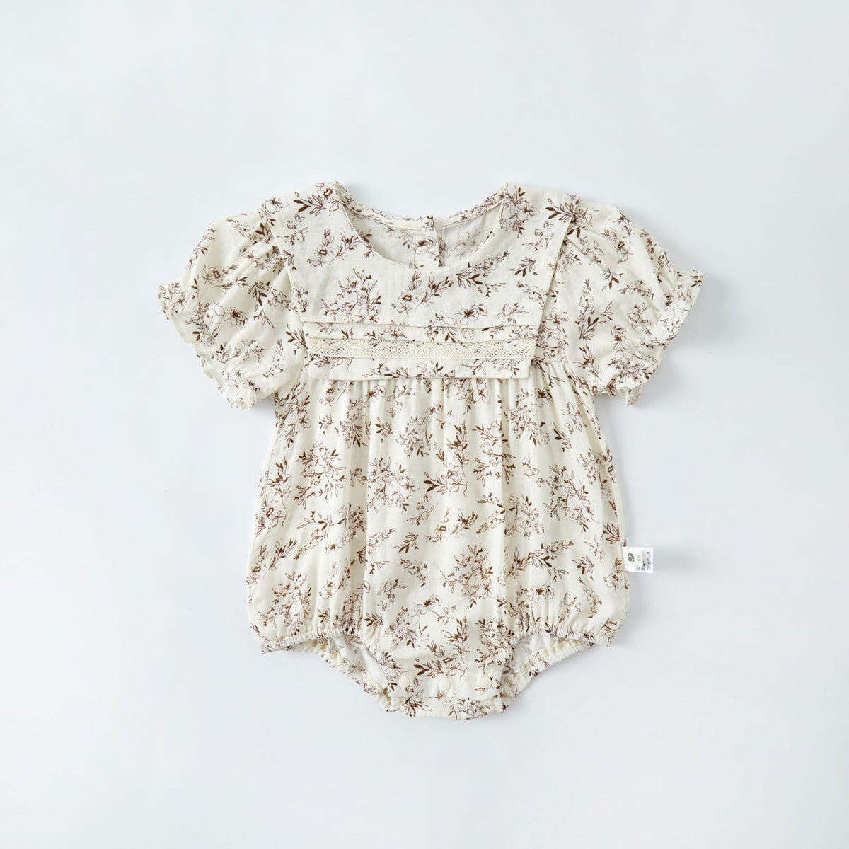 Infant Floral Romper Baby Girl Short Sleeve Lace Collar Onesie Lightweight Bodysuit Summer Outfit