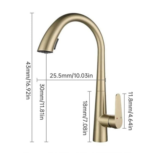 Évier Cuisine Inox 304 Doré – Robinet Mitigeur Rétractable