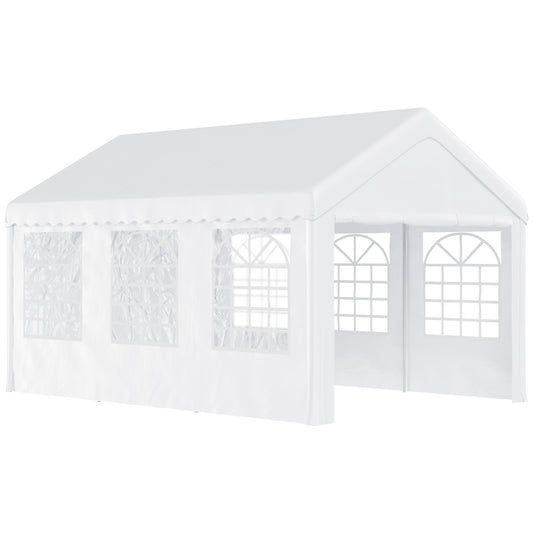 Tente de réception chapiteau de jardin chapiteau barnum 4 parois amovibles portes zippées idéal pour fête mariage soirée 6 x 4 x 2,8 m acier toile polyéthylène 180 g/m² blanc
