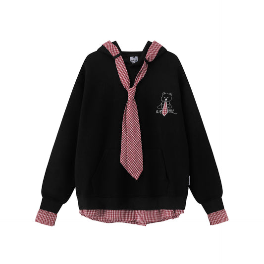 Scarf hooded loose fitting men's and women's hoodies
