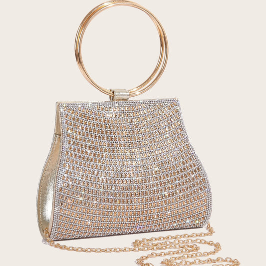 PU diamond bag magnetic buckle chain bag