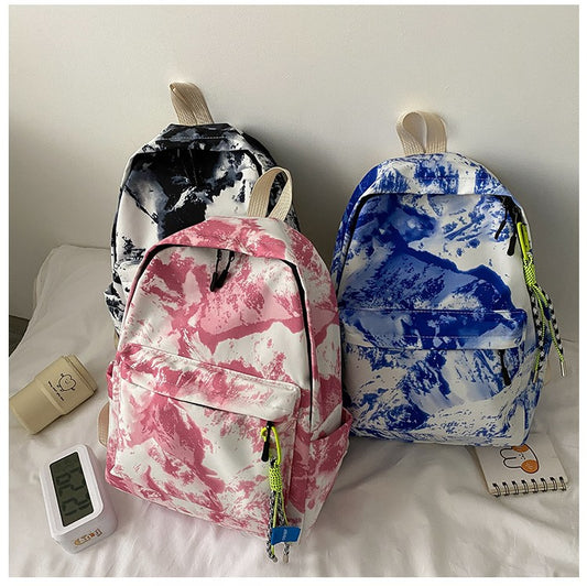 Student Schoolbag Women's Bag New Trendy Fashion Casual Backpack Western Style Simple Oil Painting Bag Travel Small Backpack