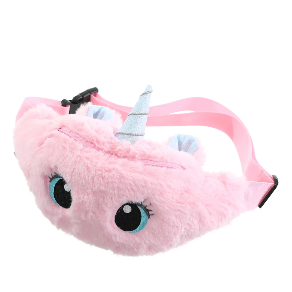 Cute Unicorn Children's Fanny Pack Girls Waist Bag Plush Toys Belt Gradient Color Chest Bag Cartoon Coin Purse Travel Chest Bag