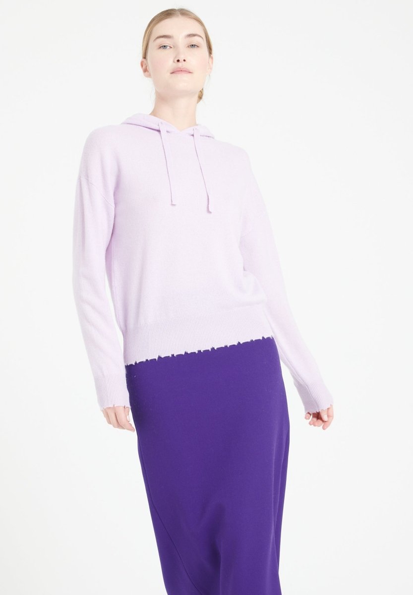 Sweat à capuche femme en cachemire lilas - MIA 16